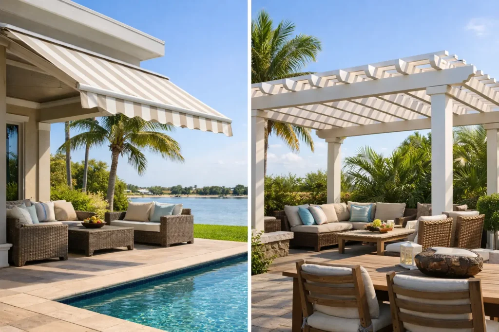 Awning Versus Pergola Patio Cover for Florida Homes